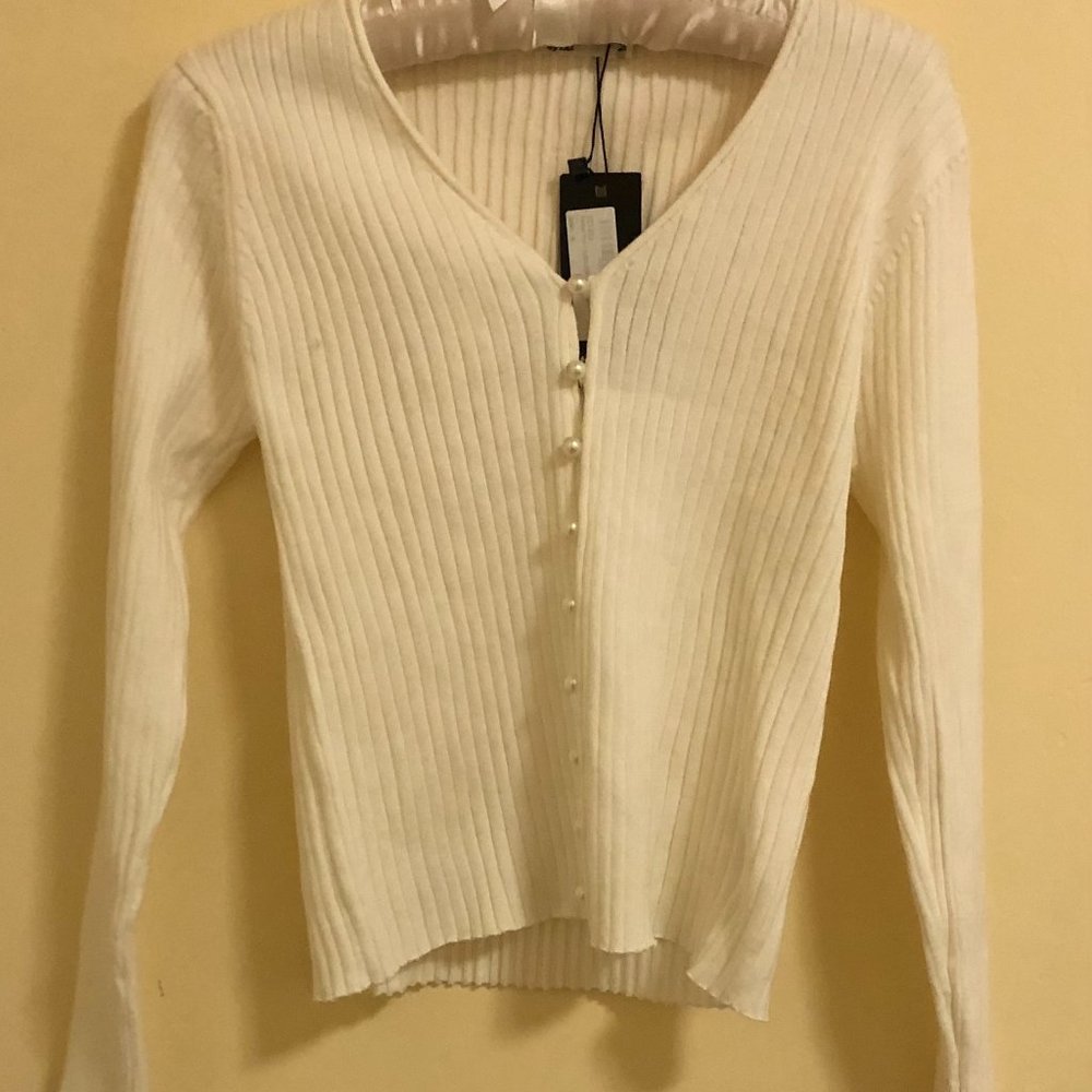 Pearl Button Ribbed Cardigan - Picture 3 of 4